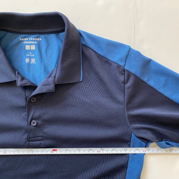 Uniqlo x Roger Federer x JW Anderson Mens Tennis Polo Shirt Blue Size M Dry-Ex - Picture 11 of 11
